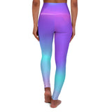 yoga pants with underwater sunset gradient colour and extra high waist band for comfort space print back