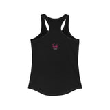 black Sleeveless shirt Spaghetti Women's Racerback Tank Top with small freaky iconic logo print in the back