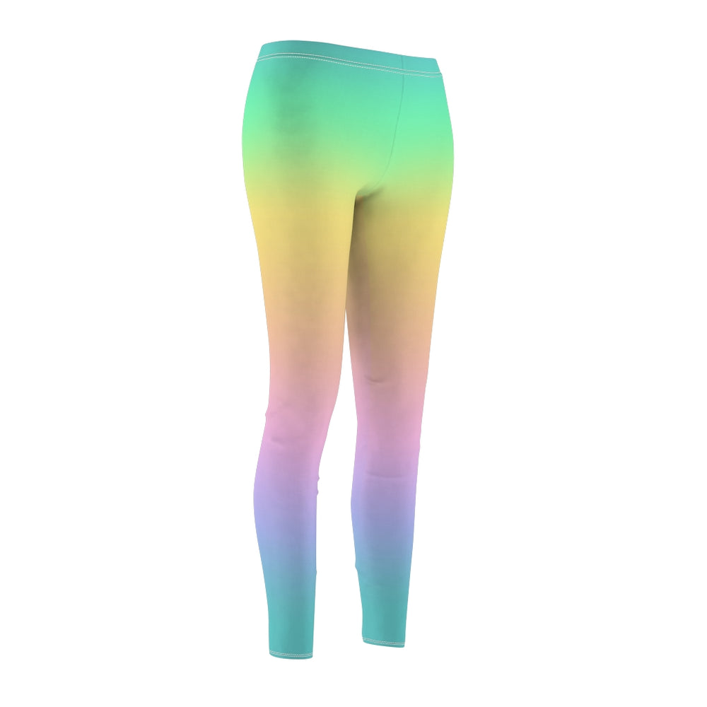 warm comfy super soft medium low waist tights with rainbow sunset print side