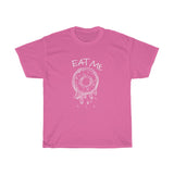 sexy pink t-shirt with white juicy donut eat me print in front middle front view detail 