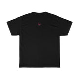 sexy black tee t-shirt with white juicy donut eat me print in front middle small freaky iconic logo on the back back view detail 