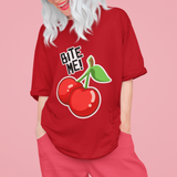 sexy kinky cherry tshirt red with text bite me