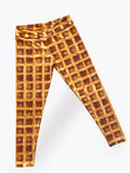 Waffle pattern print yoga pants made of stretch material 