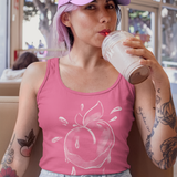 pink tank top with white juicy peach print 