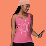 hot pink juicy peach racerback tank top with white print