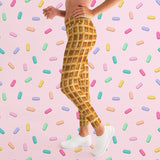 breakfast waffle pattern stretch tights